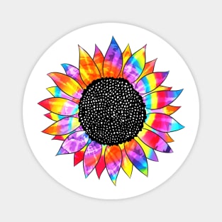 Tie Dye Colorful Sunflower Magnet